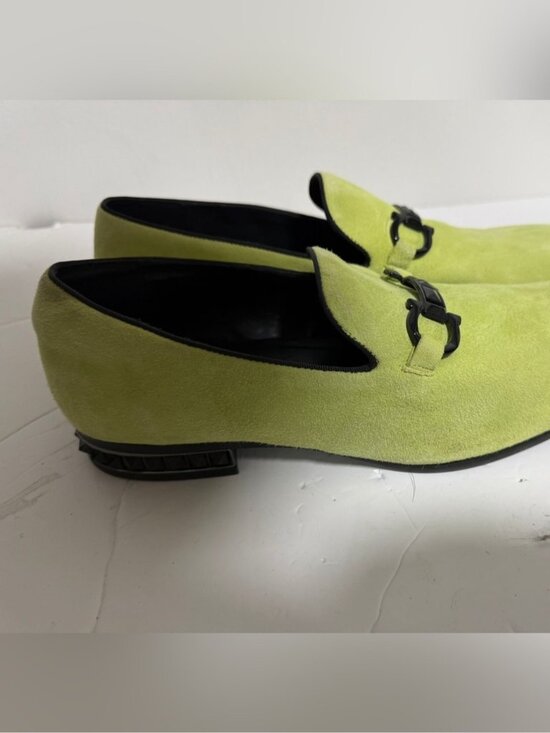 ALDO Lime Green Suede Loafers Mens Size 11 Statement Slip On Shoes